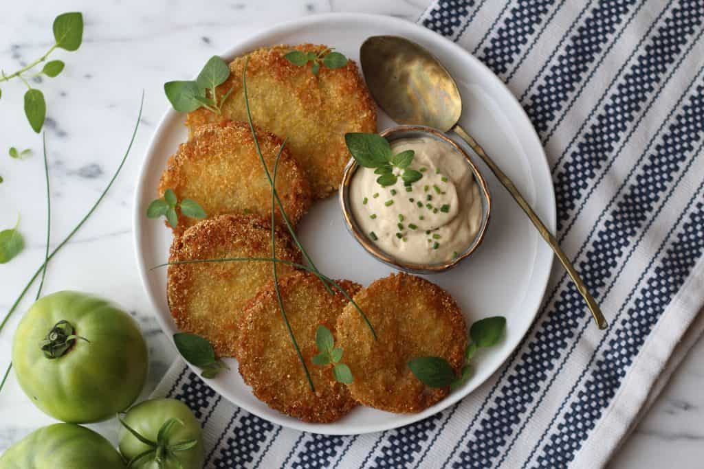 Fried Green Tomato with Dipping Sauce Recipe by Amanda&amp;#39;s Plate