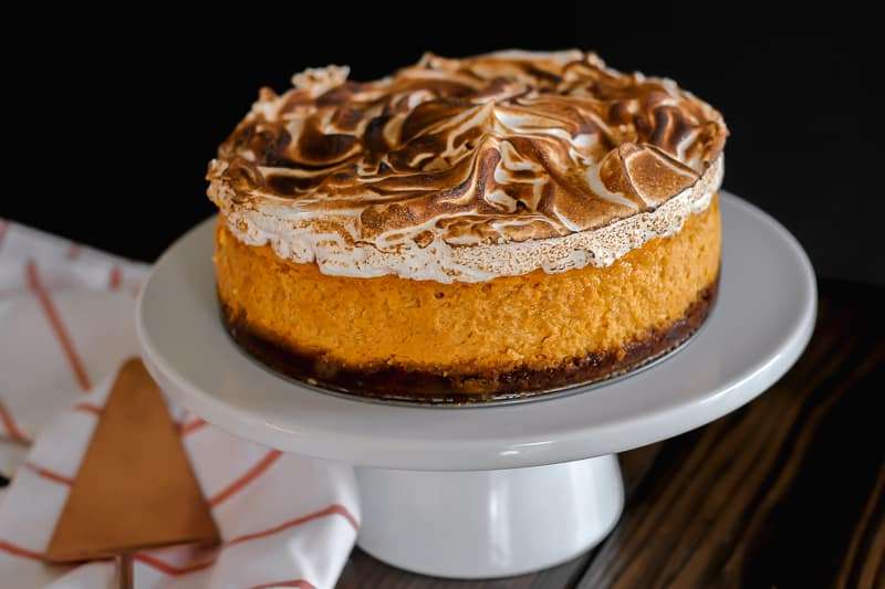 Pumpkin Cheesecake with Marshmallow Meringue Topping